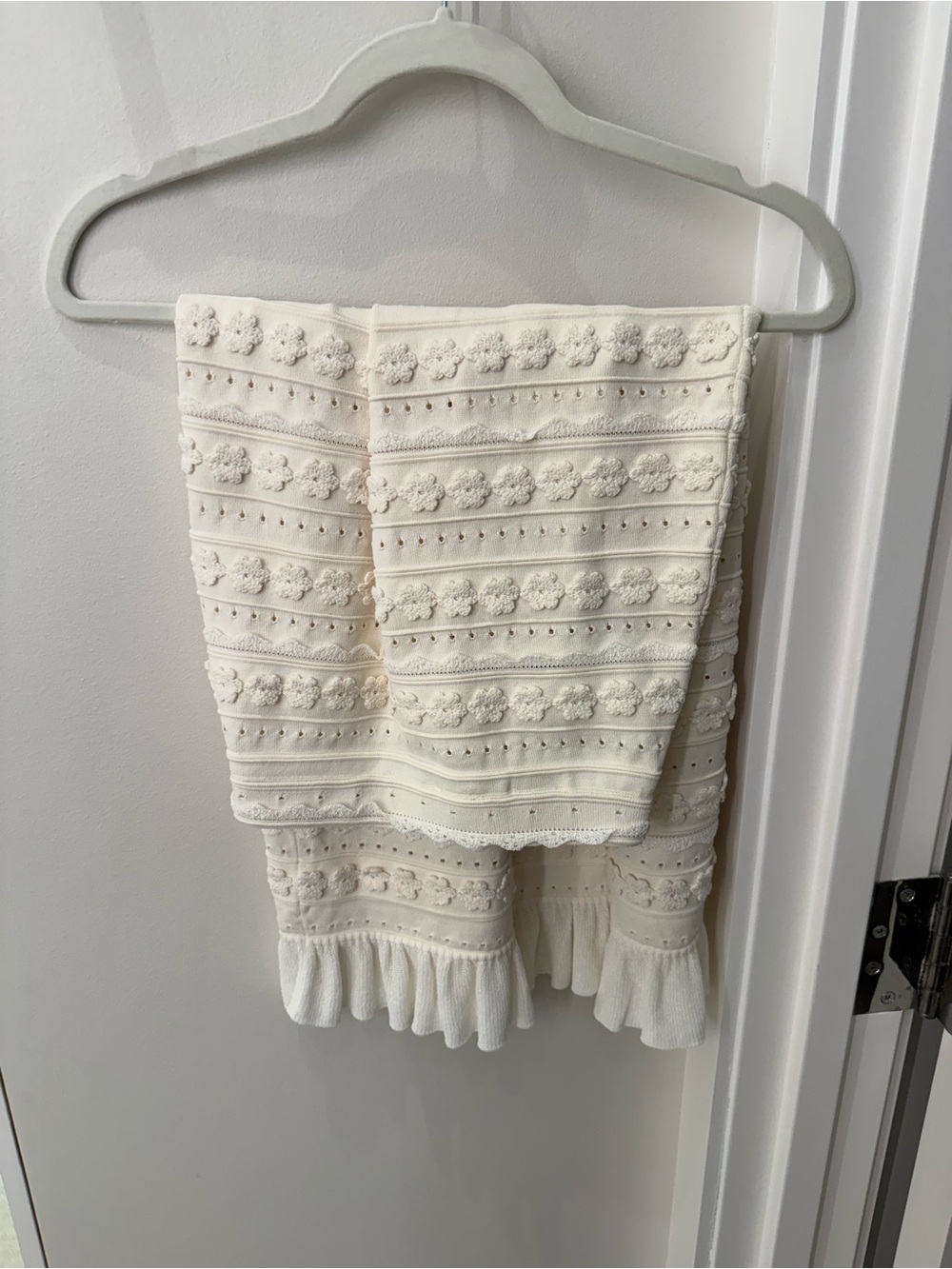 Sandro Cream Knit Midi Skirt with Front Slit - Picture 4 of 5